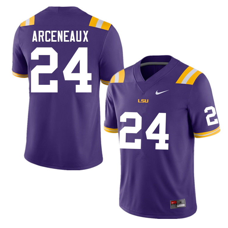 Men #24 Carter Arceneaux LSU Tigers College Football Jerseys Sale-Purple - Click Image to Close